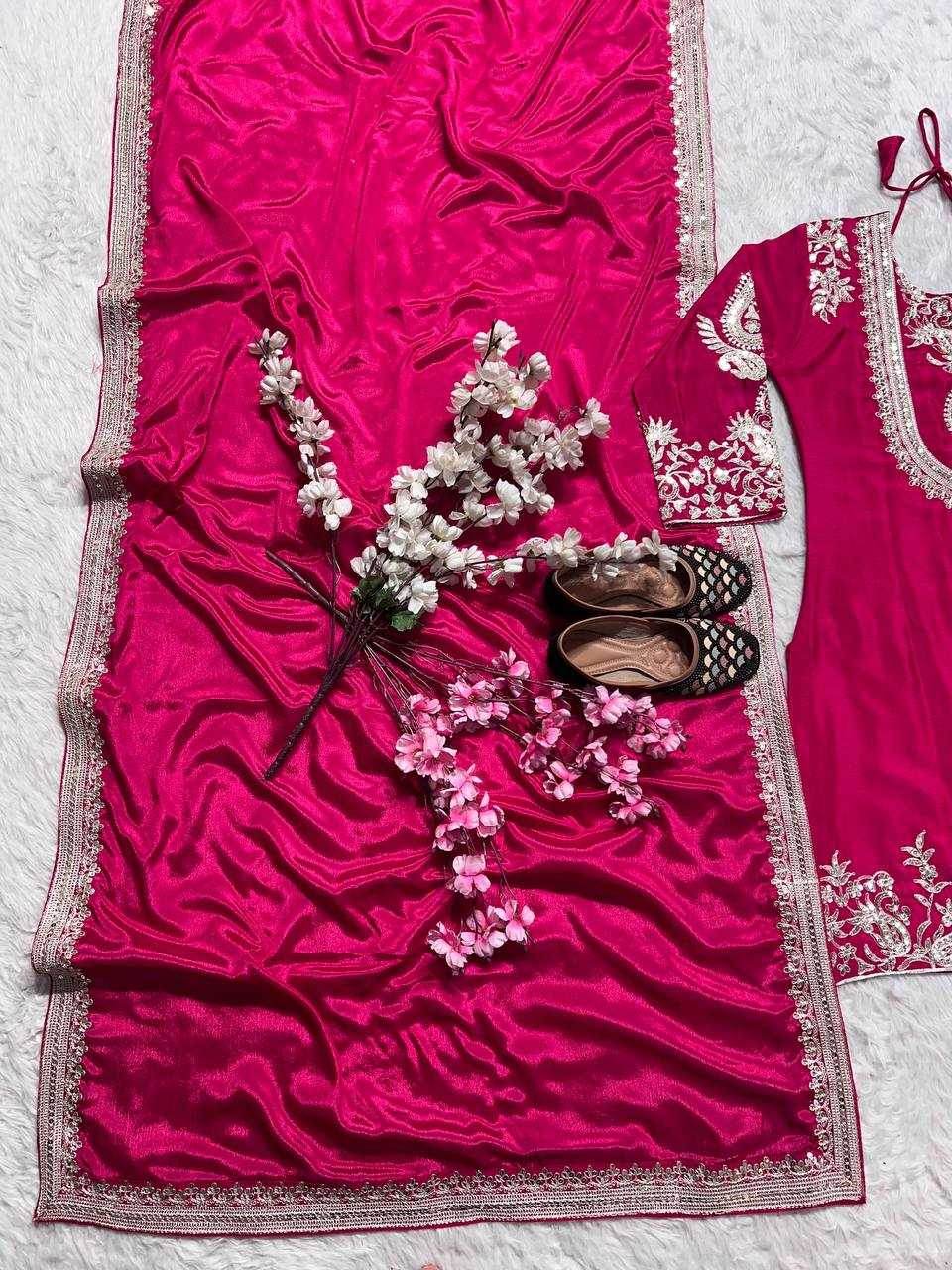 Chinon Silk Ladies Embroidery Designer Suit - MYLUXURY LANE ENTERPRISE